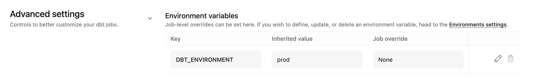 Setting a job override value